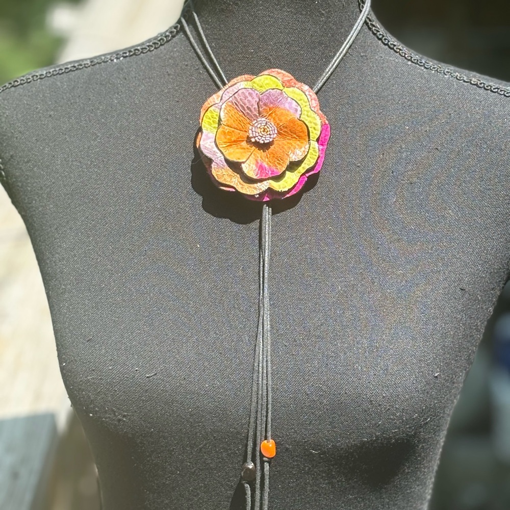 Vintage Leather Bolo Tie From Paris